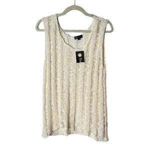 Tanami Sleeveless Shredded Look Off White NWT Sweater Sz M/L